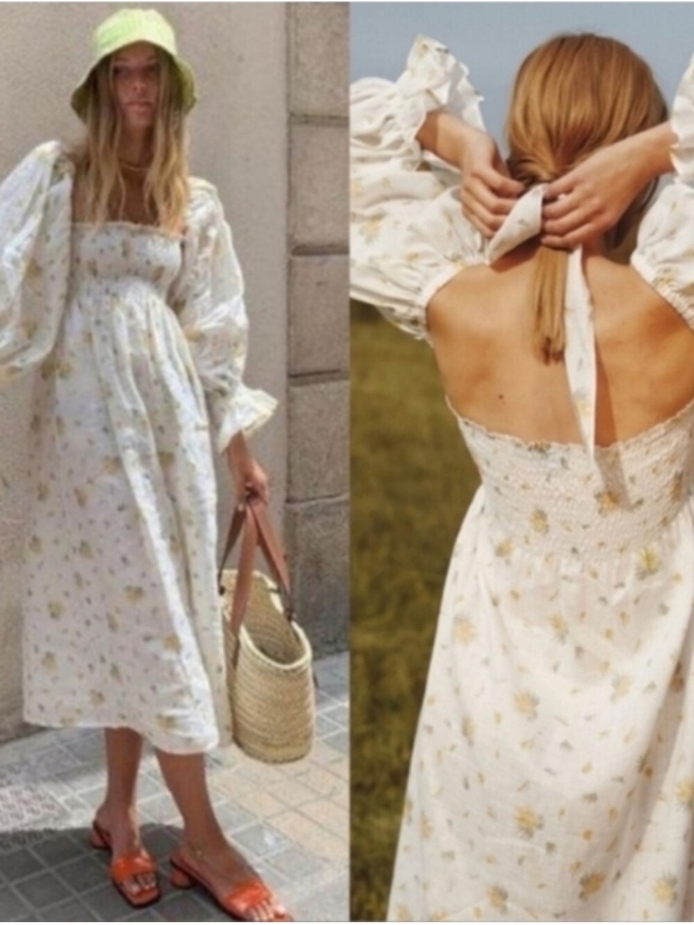 New SLEEPER Atlanta off-the-shoulder shirred linen midi dress